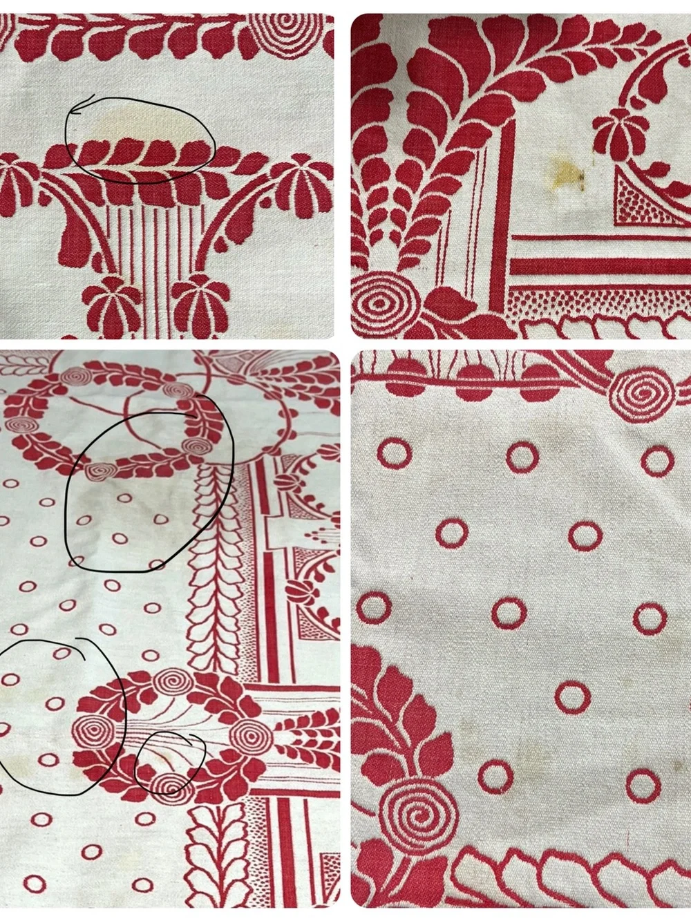 Vintage Reversible Red and White Jacquard Tablecloth